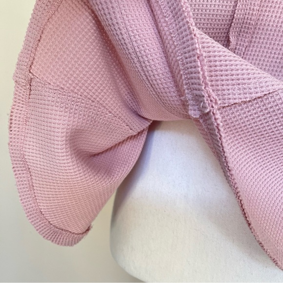 NWT Altar’d State Dusty Pink Waffle Knit Short Sleeve Top - Picture 4 of 11